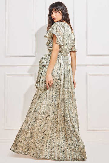 Wrap Printed Chiffon Maxi Dress Goddiva